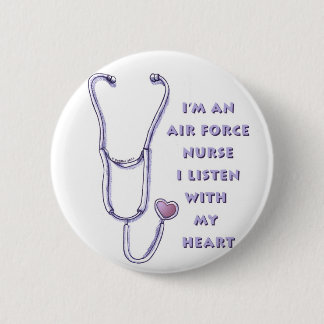 Stethoscope Heart Air Force Nurse Button