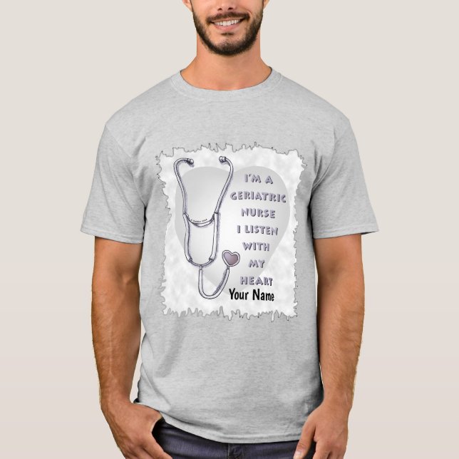 Stethoscope Heart Geriatric Nurse T-Shirt (Vorderseite)