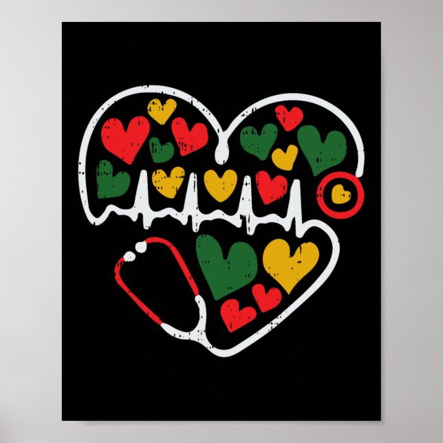 Stethoscope Heart Juneteenth Melanin Nurse African Poster (Vorne)