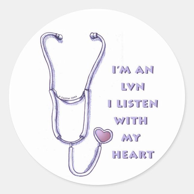 Stethoscope Heart LVN Nurse Runder Aufkleber (Vorderseite)