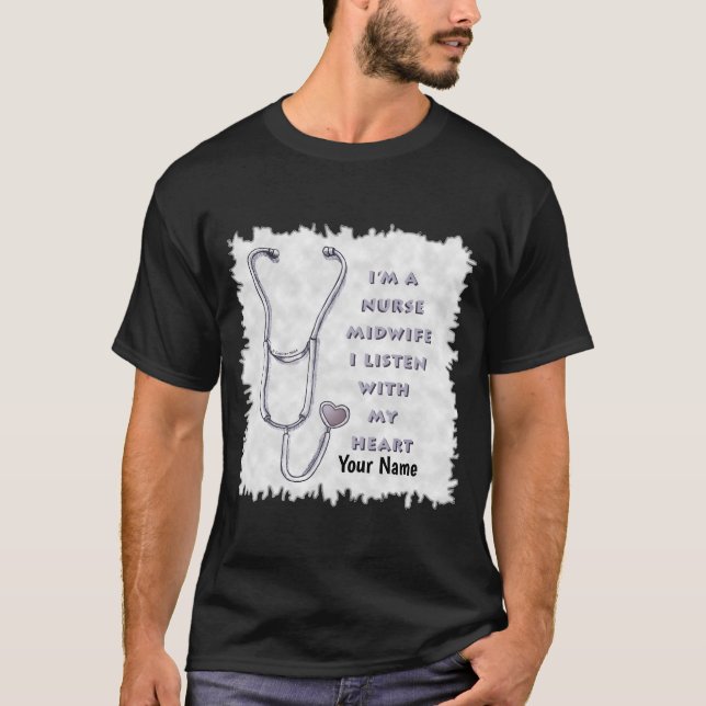Stethoscope Heart Midfrau Nurse T-Shirt (Vorderseite)