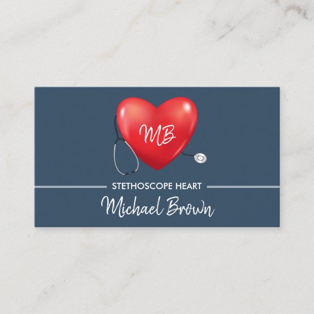 Stethoscope Heart Nurse Doctor Medical Healthcare Visitenkarte (Vorderseite)