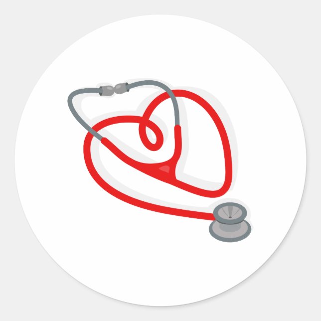 Stethoscope Heart Runder Aufkleber (Vorderseite)
