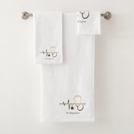 Stethoscope Heartbeat Medical Badhandtuch Set