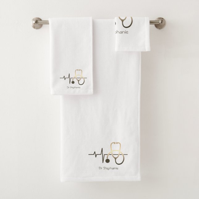 Stethoscope Heartbeat Medical Badhandtuch Set (Insitu)