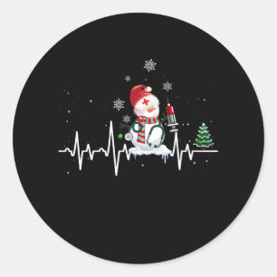 Stethoscope Heartbeat Nurse Snowman Nursing Merry Runder Aufkleber