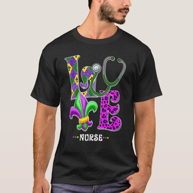 Stethoscope Liebe Life Nurse Mardi Gras Carnival C T-Shirt (Vorderseite)