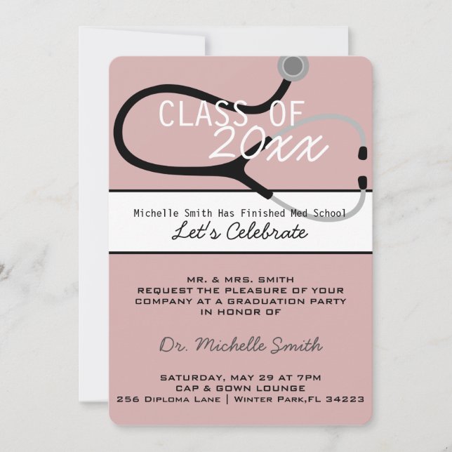 Stethoscope Medical Doctor Abschluss Ankündigung (Vorderseite)
