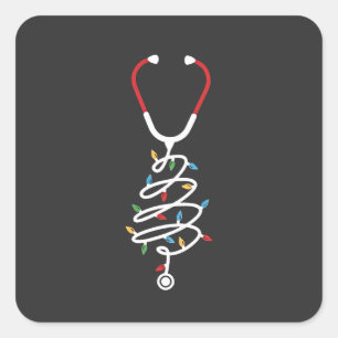 Stethoscope Medical Supplies Weihnachtsbaumleuchte Quadratischer Aufkleber