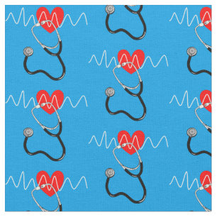 Stethoscope Medizinische Symbole für die Herzschl Stoff