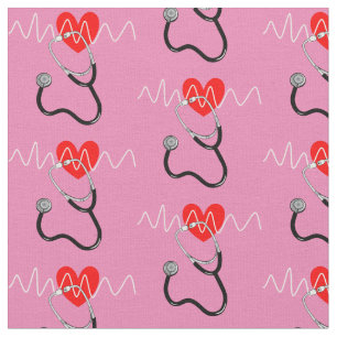 Stethoscope Medizinische Symbole für die Herzschl Stoff