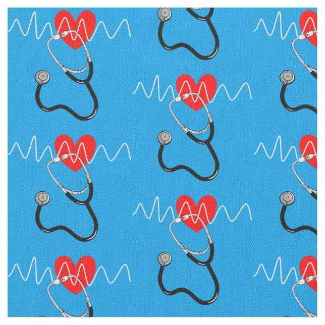 Stethoscope Medizinische Symbole für die Herzschla Stoff (Nahaufnahme)
