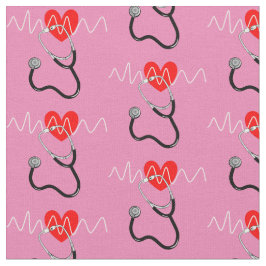 Stethoscope Medizinische Symbole für die Herzschla Stoff