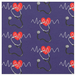 Stethoscope Medizinische Symbole für die Herzschla Stoff