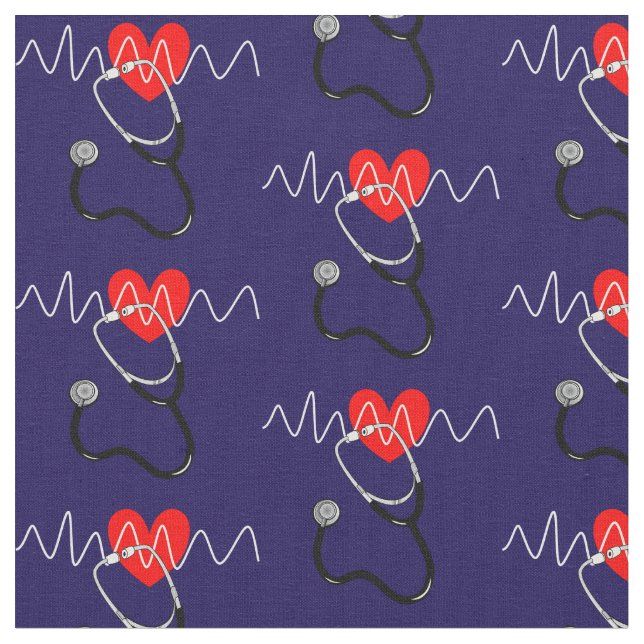Stethoscope Medizinische Symbole für die Herzschla Stoff (Nahaufnahme)