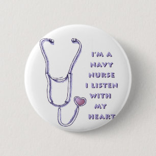 Stethoscope Navy Button