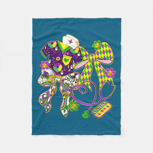 Stethoscope Nurse Happy Mardi Gras New Orleans Fle Fleecedecke (Vorderseite)