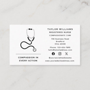 Stethoscope Nurse Practitioner Cardiologe Doctor Visitenkarte