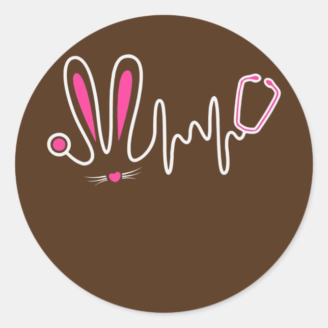 Stethoscope Oaster Bunny Nurse Doctor Eggs Runder Aufkleber (Vorderseite)