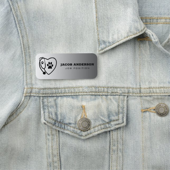 Stethoscope & Paw Print Namensschild (Beispiel)