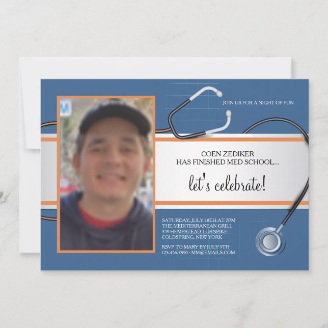 Stethoscope Photo Custom Invitations Einladung (Vorderseite)