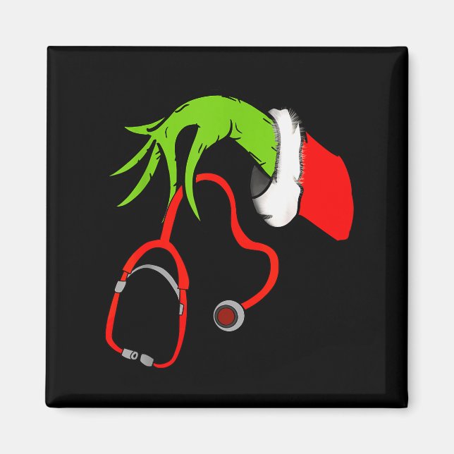 Stethoscope Santa Funny Christmas Xmas Nurse Nursi Magnet (Vorne)