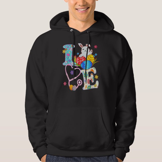 Stethoscope Scrub Life Nurse Bunny Oaster Day Outo Hoodie (Vorderseite)