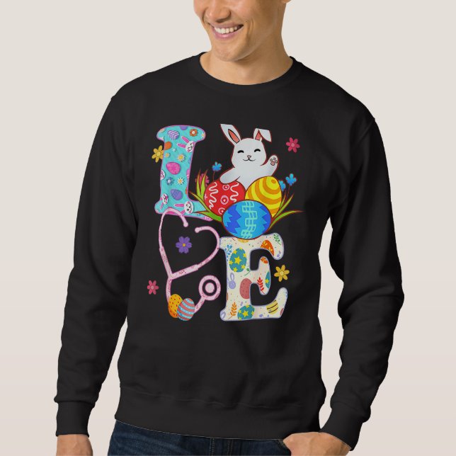 Stethoscope Scrub Life Nurse Bunny Oaster Day Outo Sweatshirt (Vorderseite)