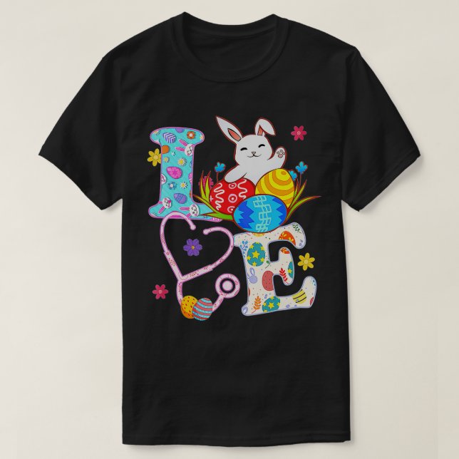 Stethoscope Scrub Life Nurse Bunny Oaster Day Outo T-Shirt (Design vorne)