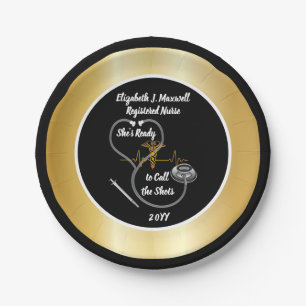 Stethoscope   Sie ist bereit, die Shots anzurufen Pappteller