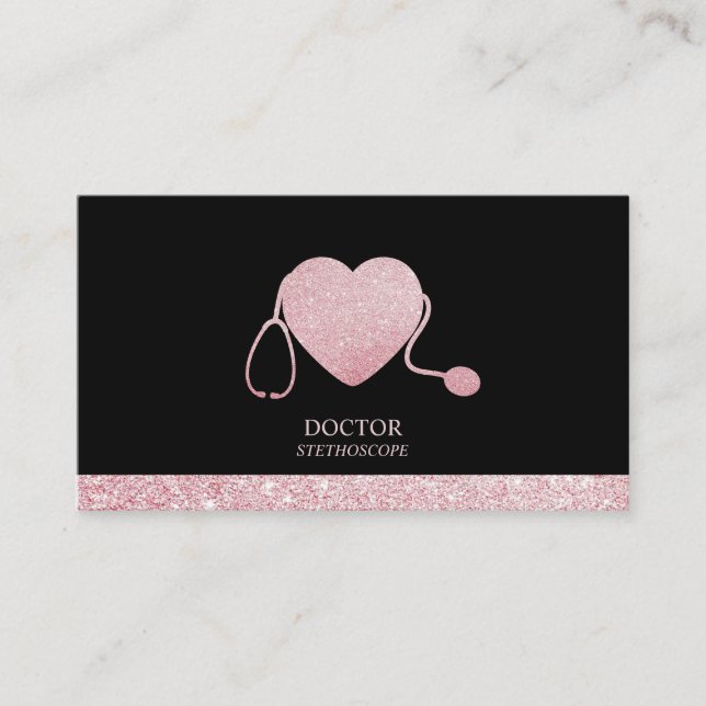 Stethoscope Sparkling Heart Visitenkarte (Vorderseite)