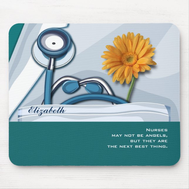 Stethoscope und Daisy Nurse Wertgutschein Mousepad (Vorne)