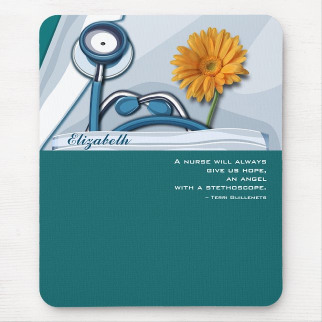 Stethoscope und Daisy Nurse Wertgutschein Mousepad (Vorne)