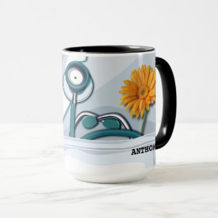 Stethoscope und Daisy Nurse Wertgutschein Tasse