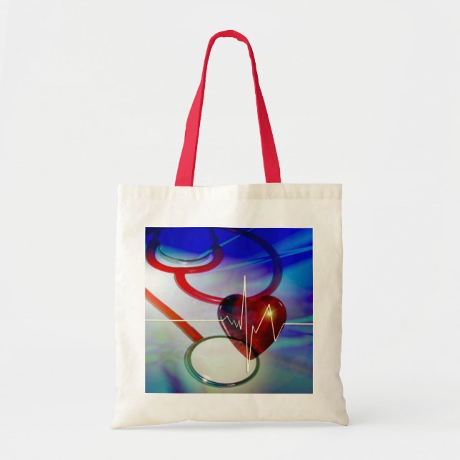 Stethoscope und Heart Tote Bag Tragetasche (Vorne)