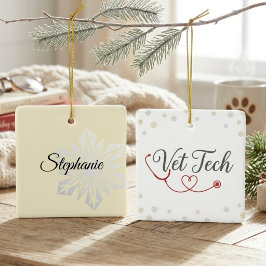 Stethoskop-Herz-Weihnachten für Tierarzthelfer Keramikornament