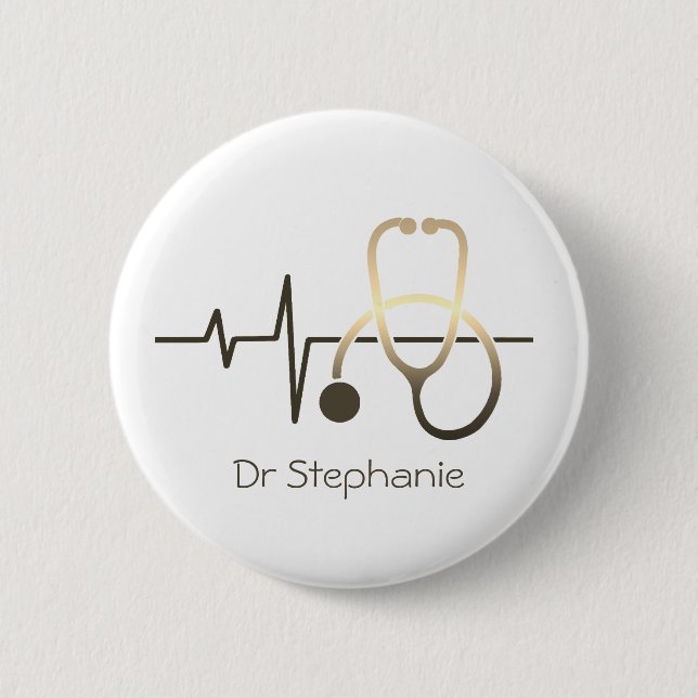Stethoskop Herzschlag Medizin Button (Vorderseite)