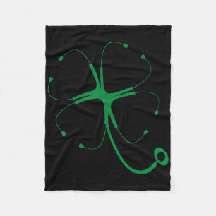 Stethoskop Kleeblatt Glückspilz St. Patrick's Day Fleecedecke