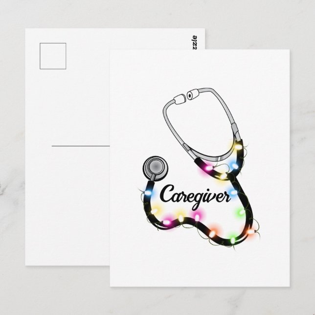 Stethoskop mit Weihnachtslicht frohe Weihnachtsnac Postkarte (Vorne/Hinten)