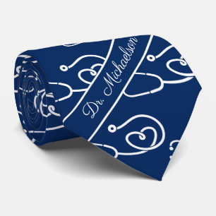 Stethoskop-Muster Mediziner Blau Krawatte