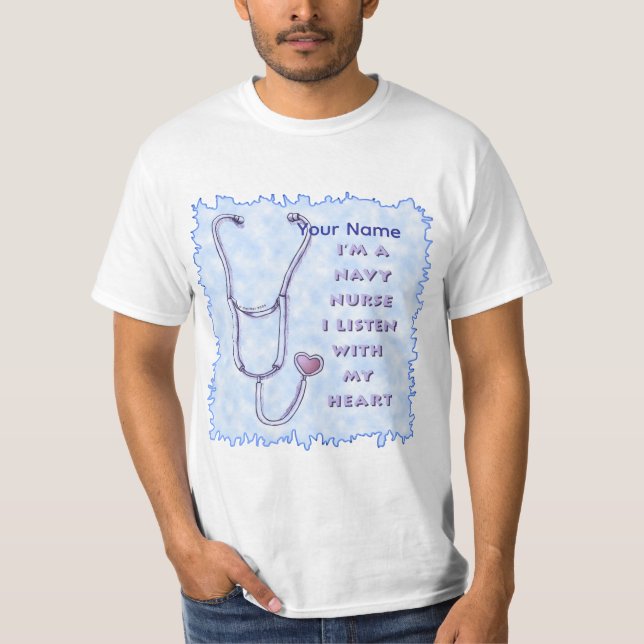 Stethoskop Navy Krankenschwester T-Shirt (Vorderseite)