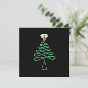 Stethoskop Weihnachtsbaum Krankenschwester T-Shirt Einladung