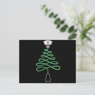 Stethoskop Weihnachtsbaum Krankenschwester T-Shirt Feiertagspostkarte
