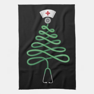Stethoskop Weihnachtsbaum Krankenschwester T-Shirt Geschirrtuch