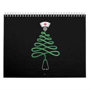 Stethoskop Weihnachtsbaum Krankenschwester T-Shirt Kalender