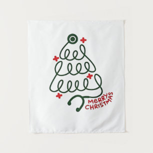Stethoskop-Weihnachtsbaum-Lichter Pflegekleidung Wandteppich