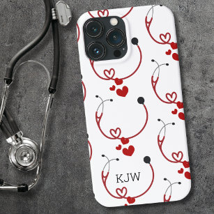 Stethoskope und Herz-Monogramm Case-Mate iPhone Hülle