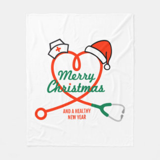 Stethoskopherz mit Weihnachtsmannmütze Fleecedecke