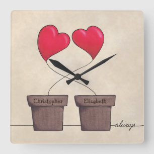 * Stets gezogene Herzen Quadratische Wanduhr