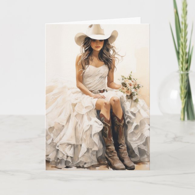 Stetson & Lace Wedding: Sunset Bloom Bride Karte (Vorderseite)